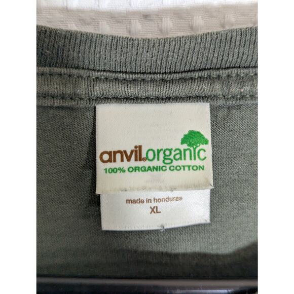 Anvil Organic XL Shark Mouth Fighter Plane T-Shirt Men’s WWII Style Green - Picture 3 of 4